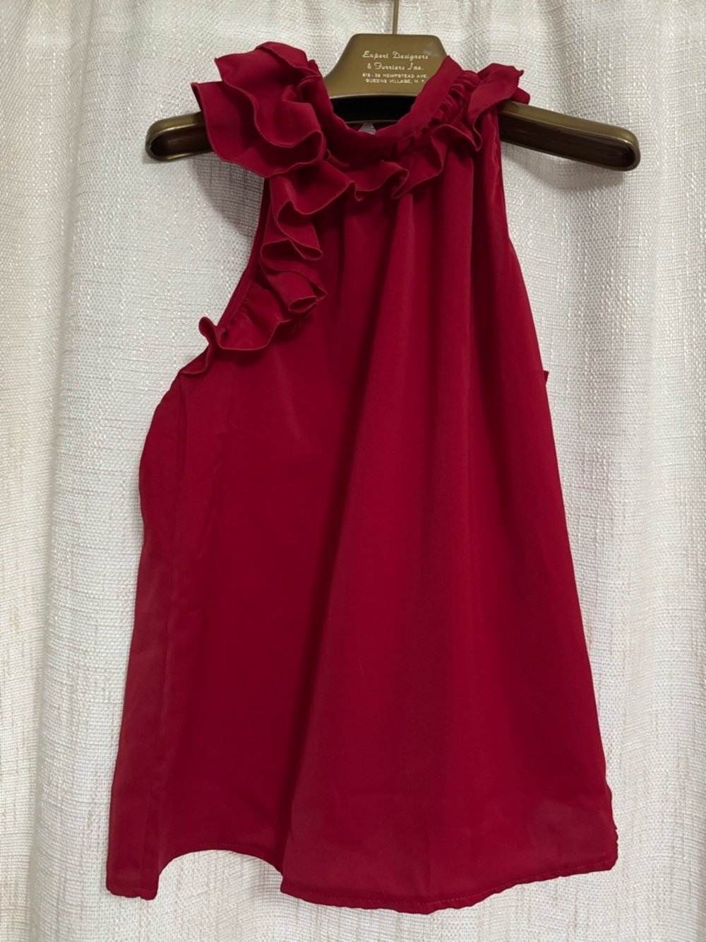 SHEIN Red Ruffle High-Neck Sleeveless Camisole - Picture 2 of 4